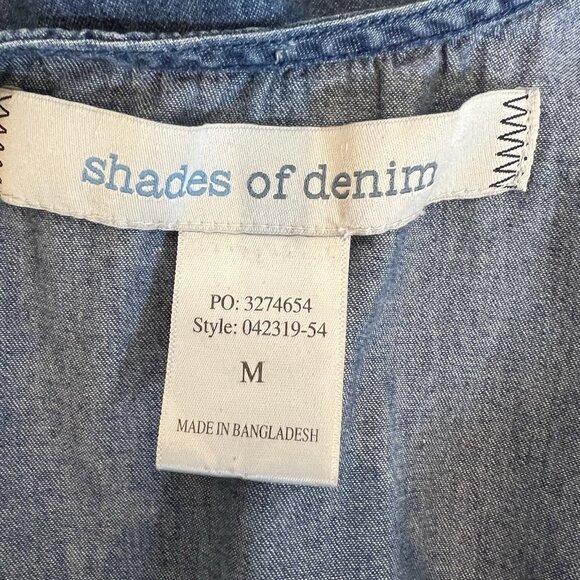 Shades of Denim Fit & Flare Sleeveless Tiered Dress Blue 100% Cotton M - Picture 7 of 8